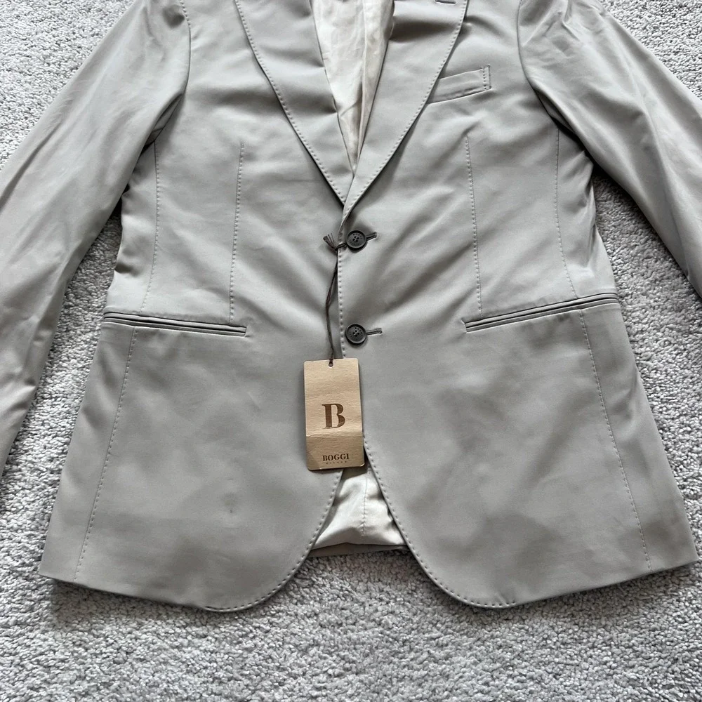 Boggi Milano B Tech Blazer Mens 48 Beige Stretch Travel Jacket Made Italy